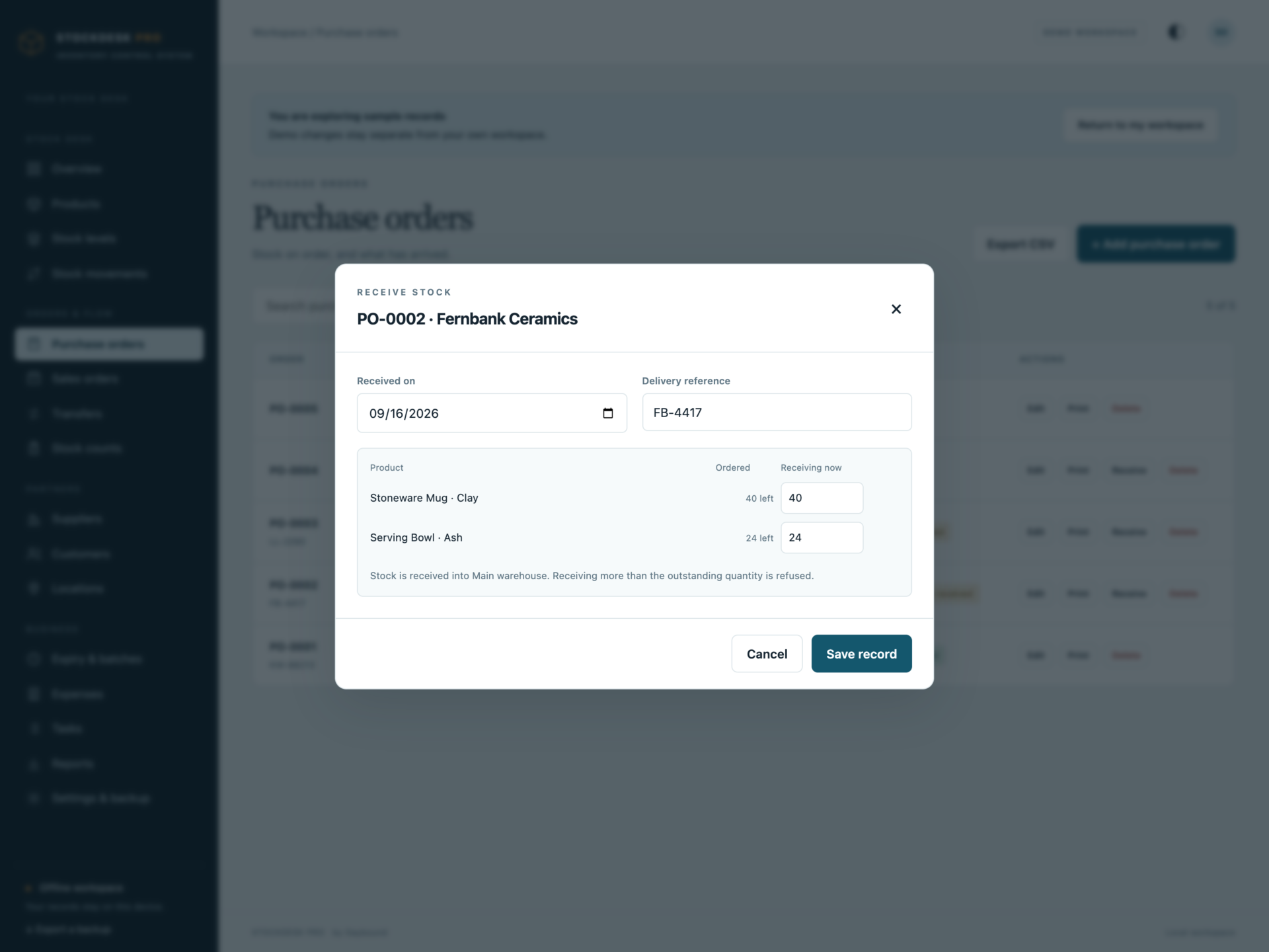 StockDesk Pro - a screen from the app