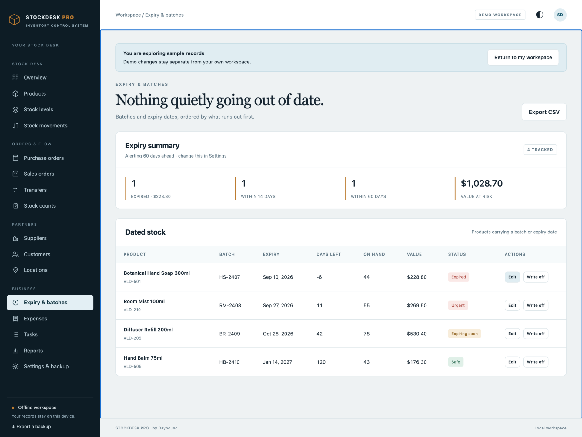 StockDesk Pro - a screen from the app