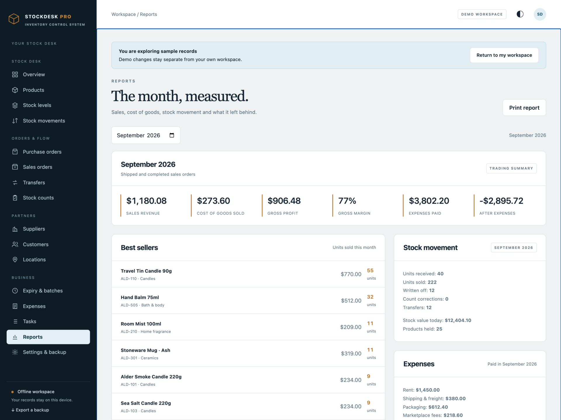 StockDesk Pro - a screen from the app