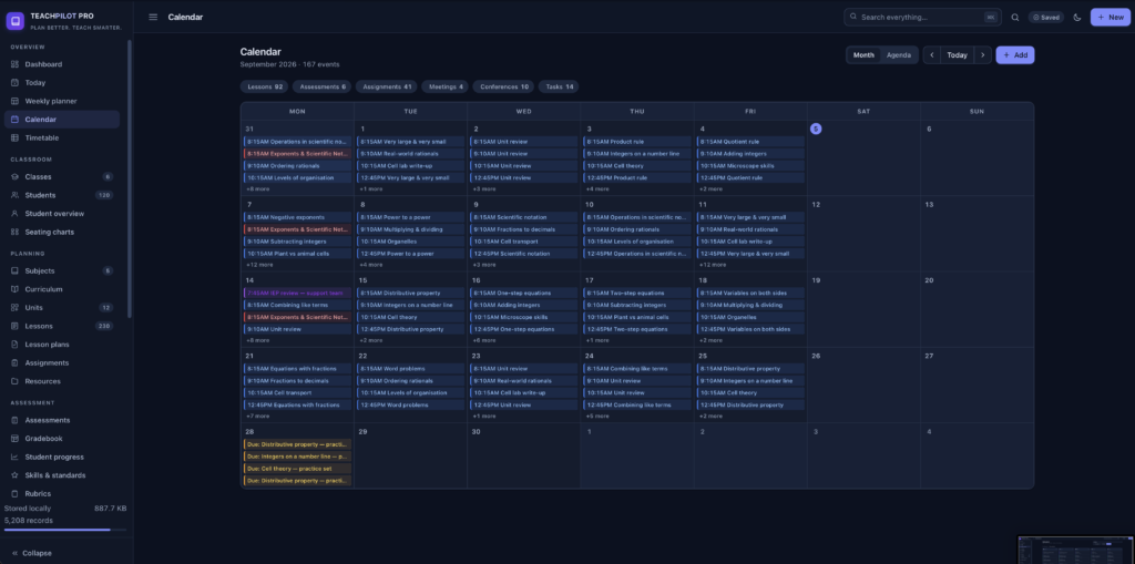 TeachPilot Pro — a screen from the app