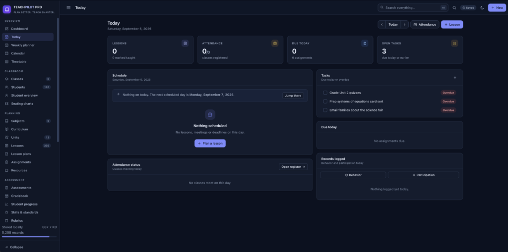 TeachPilot Pro — a screen from the app