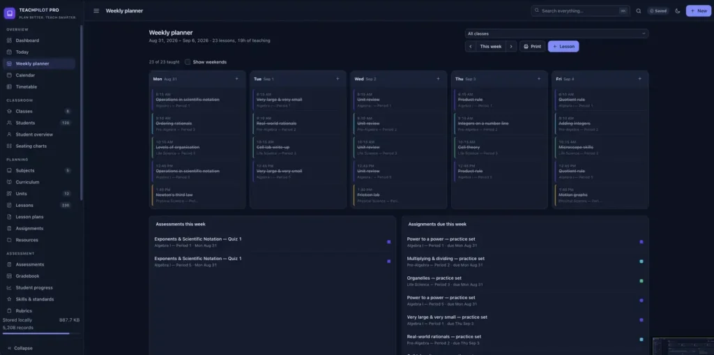 TeachPilot Pro — a screen from the app