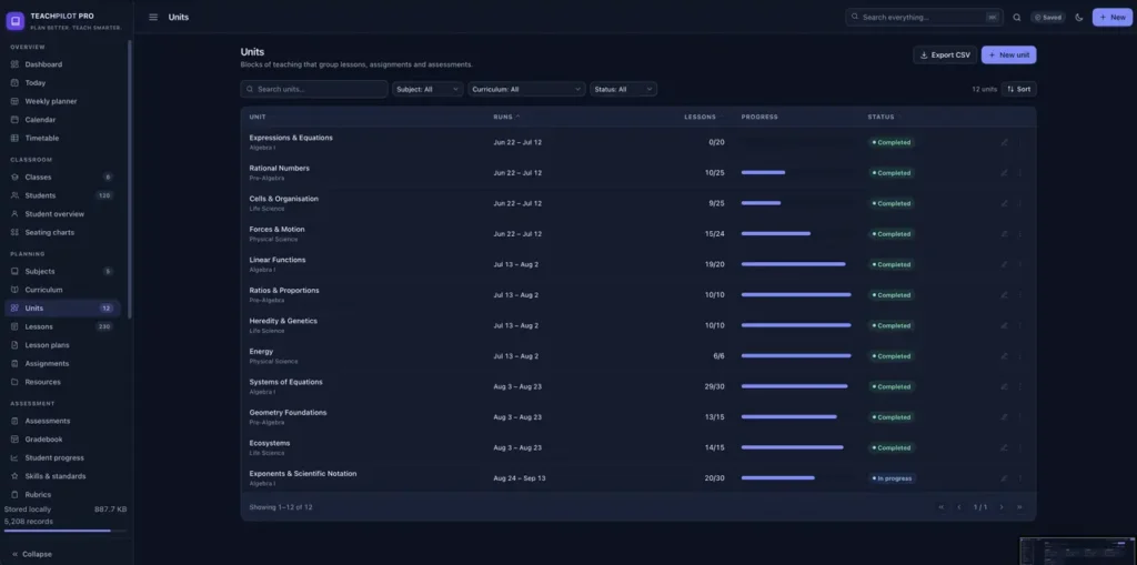 TeachPilot Pro — a screen from the app