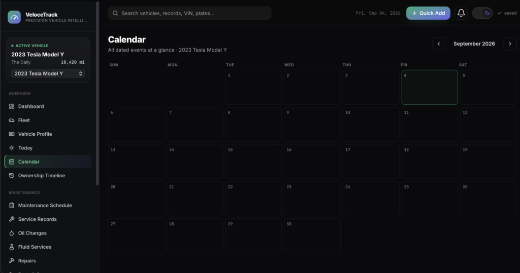 VeloceTrack — a screen from the app
