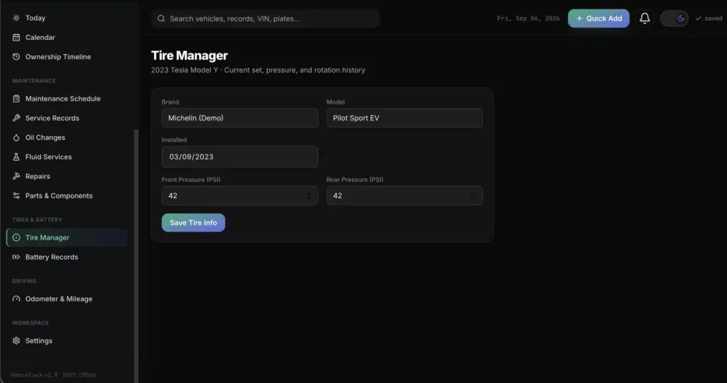 VeloceTrack — a screen from the app