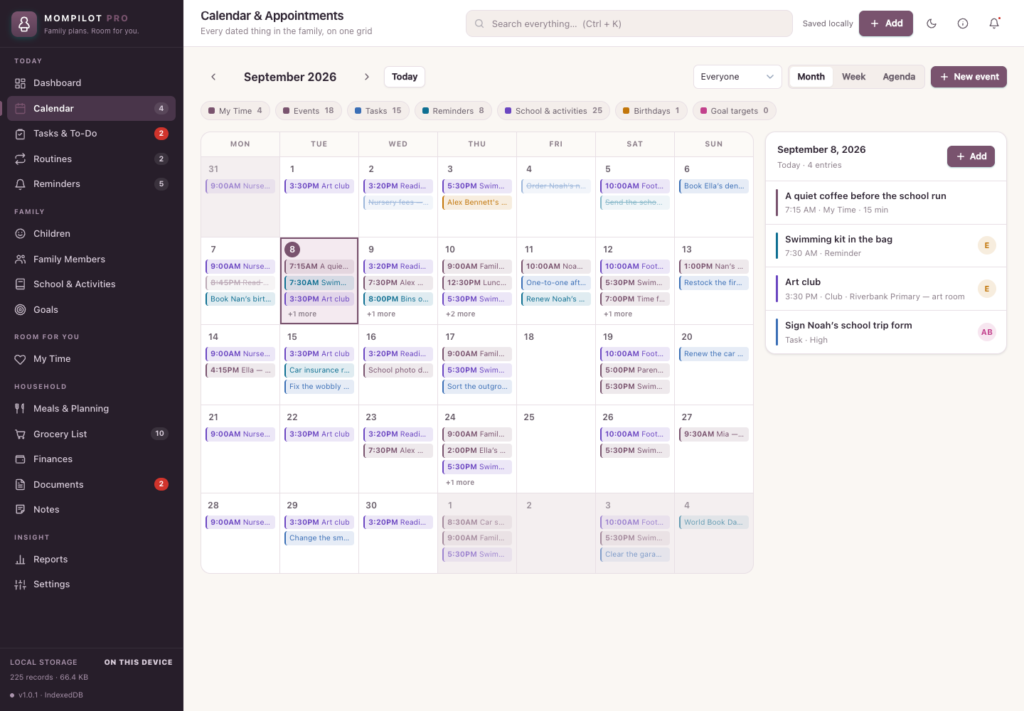 MomPilot Pro - a screen from the app
