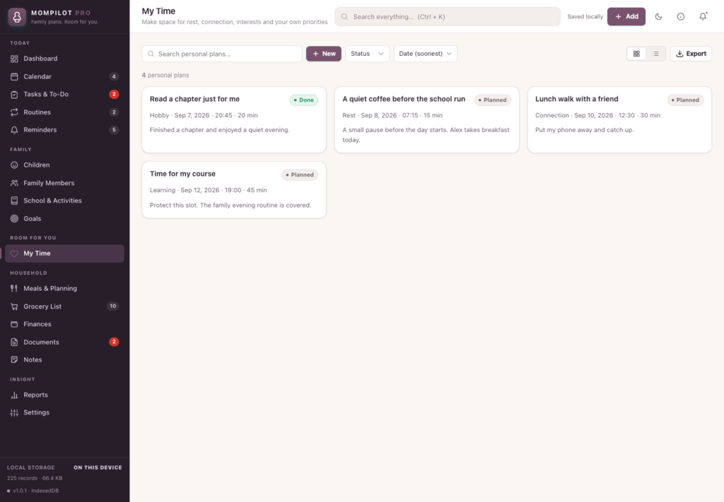 MomPilot Pro - a screen from the app